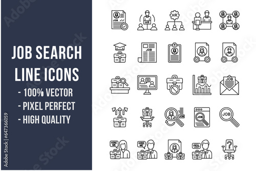 Job Search Line Icons