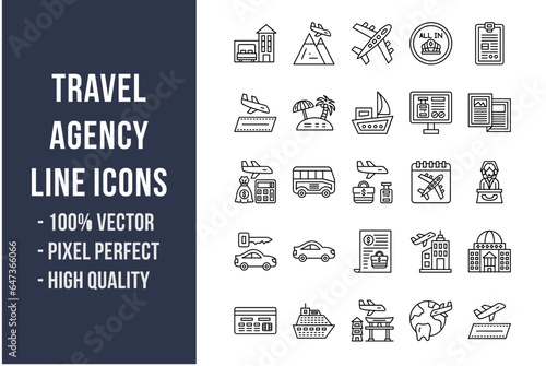 Travel Agency Line Icons