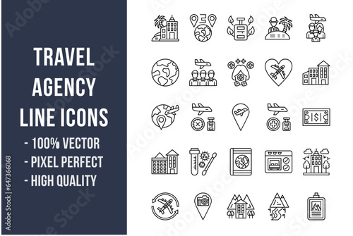 Travel Agency Line Icons