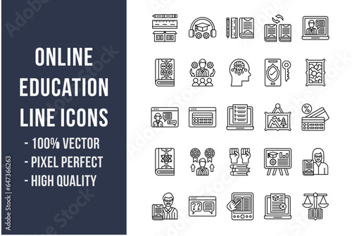 Online Education Line Icons