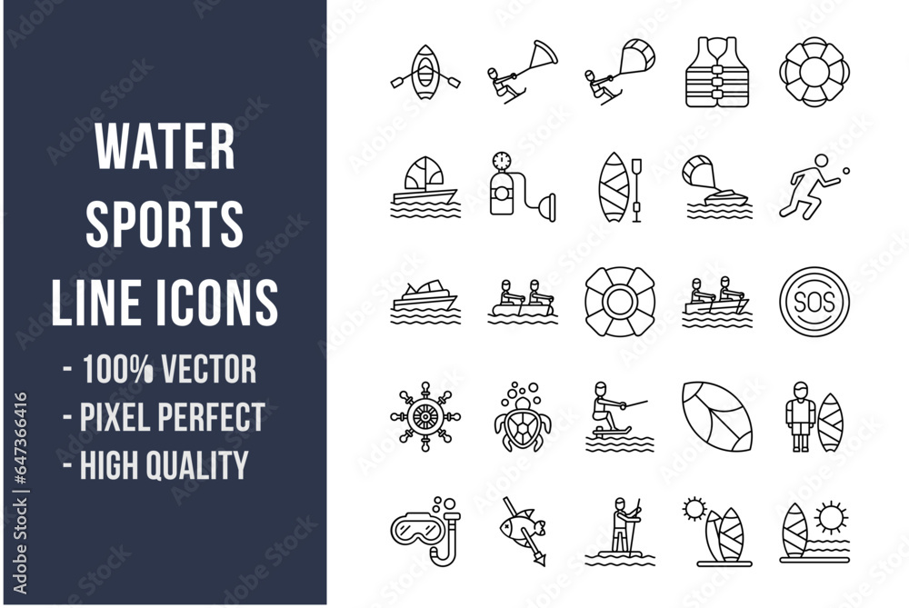Water Sports Line Icons