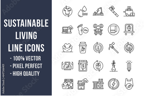 Sustainable Living Line Icons
