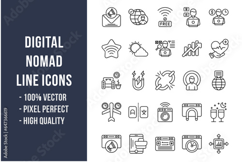 Digital Nomad Line Icons