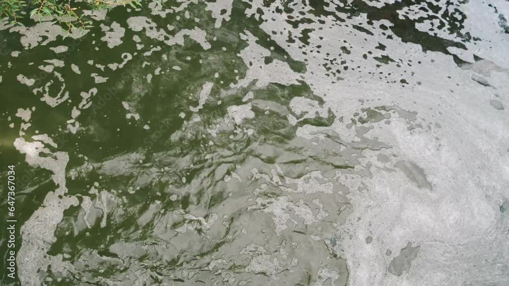 Environmental pollution concept, chemical foam on water background Environmental pollution concept, chemical foam on water background