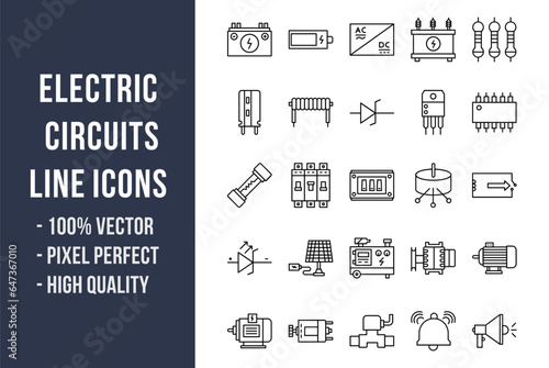 Electric Circuits Line Icons photo