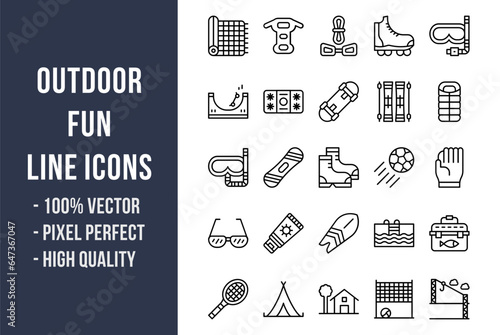 Outdoor Fun Line Icons