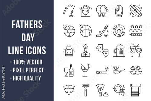 Fathers Day Line Icons