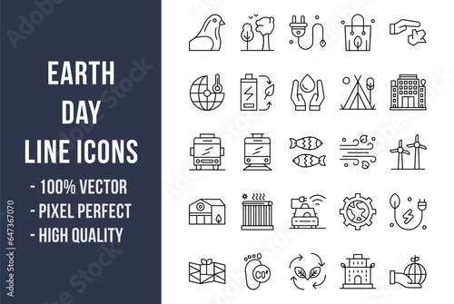 Earth Day Line Icons