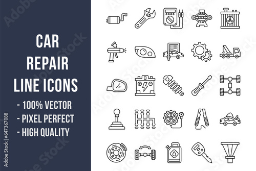 Car Repair Line Icons