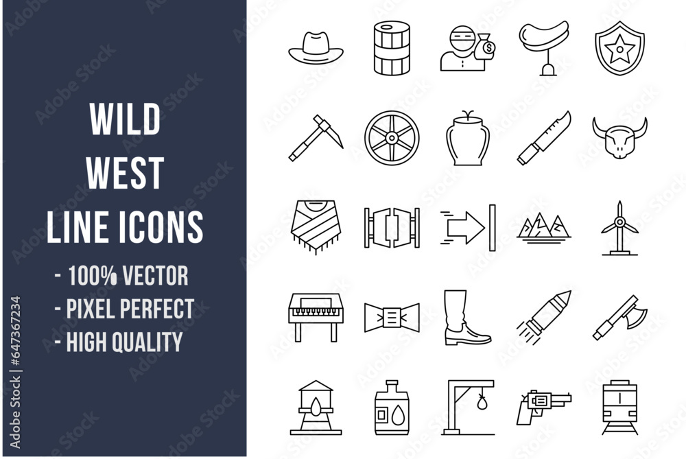 Fototapeta premium Wild West Line Icons