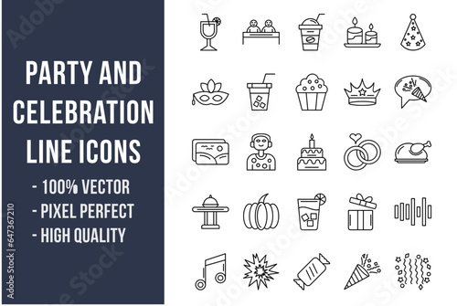 Party and Celebration Line Icons
