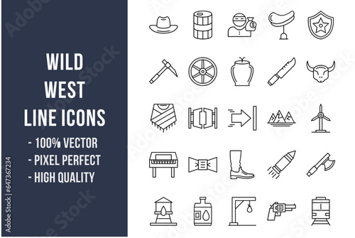 Wild West Line Icons
