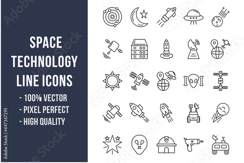 Space Technology Line Icons
