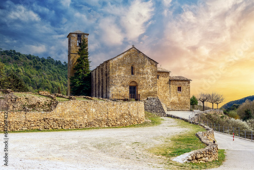 Romanesque church of San Esteban in Olius, a Spanish municipality in the province of Lérida, Catalonia, in the Solsonès region, on the banks of the Cardener river.