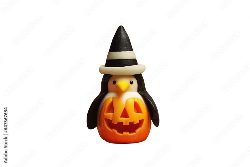 funny penguin isolated on transparent background, halloween greeting card. Generative Ai funny penguin isolated on transparent background, halloween greeting card. Generative Ai