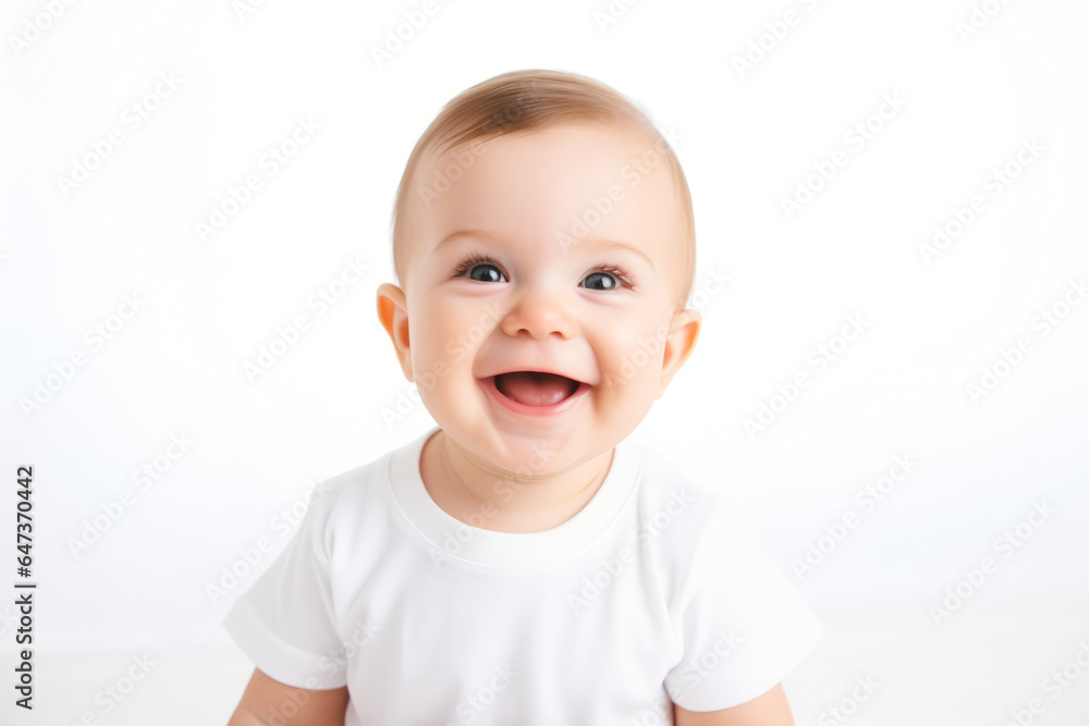 a child with curly hair wearing a white t-shirt on a white background a child with curly hair wearing a white t-shirt on a white background