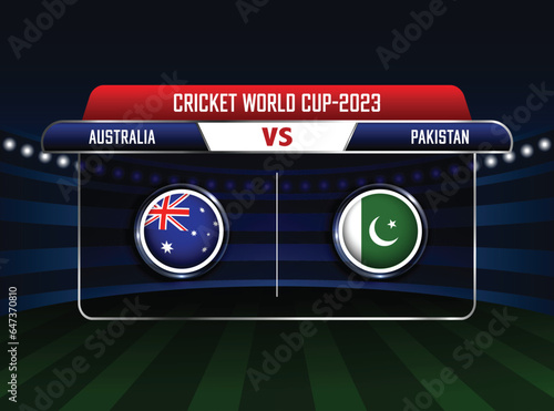 Australia vs Pakistan match concept, ICC Men's Cricket World Cup 2023, stadium background