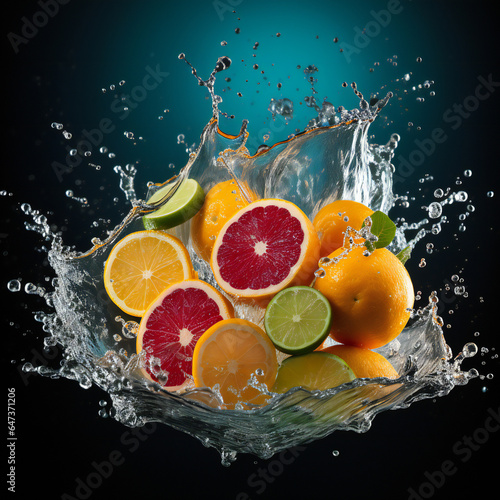 citrus and water splash