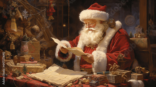 Santa Claus checking his naughty and nice list © GS Edwards Studio