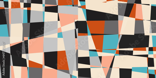 Modern vector abstract  geometric multi- colored background with triangles, rectangles and squares . Pastel colored simple shapes graphic pattern. Abstract mosaic artwork.