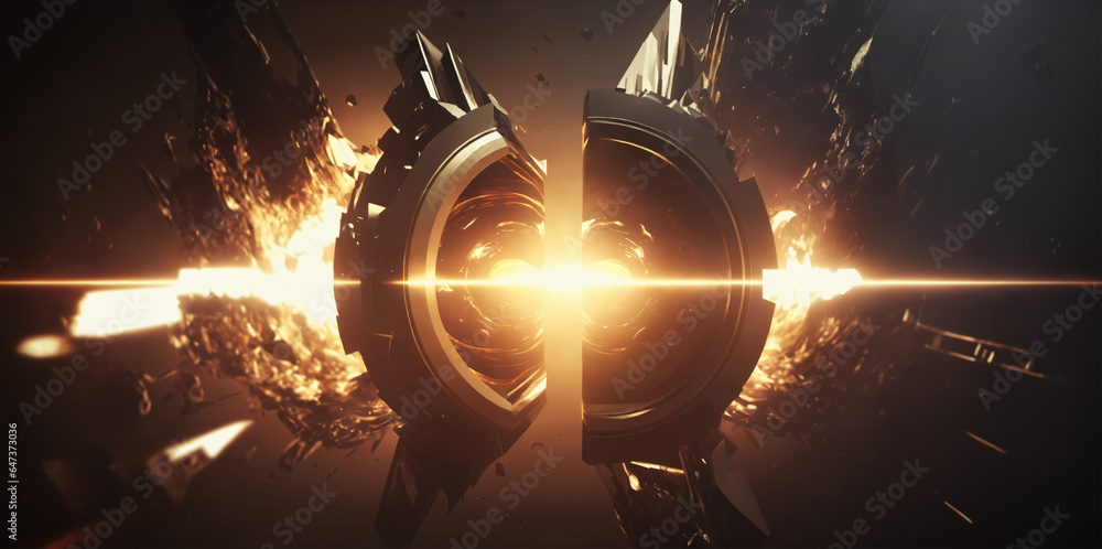 Epic Sci-Fi Fantasy Movie Intro Screen with Futuristic Digital Light Concept..