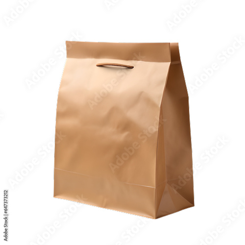 Brown paper lunch bag, on a transparent background 