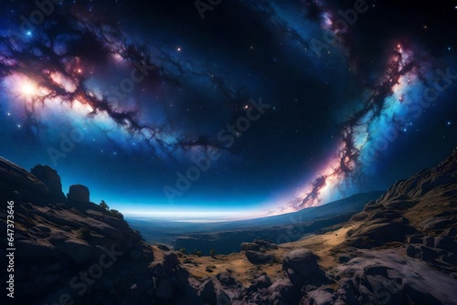 an awe-inspiring, panoramic vista of an ethereal galaxy situated billions of light-years in the distance, showcasing every intricate celestial wonder - AI Generative