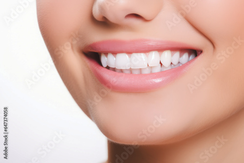 A close-up image of a person   s mouth  showing their beautiful teeth and lips