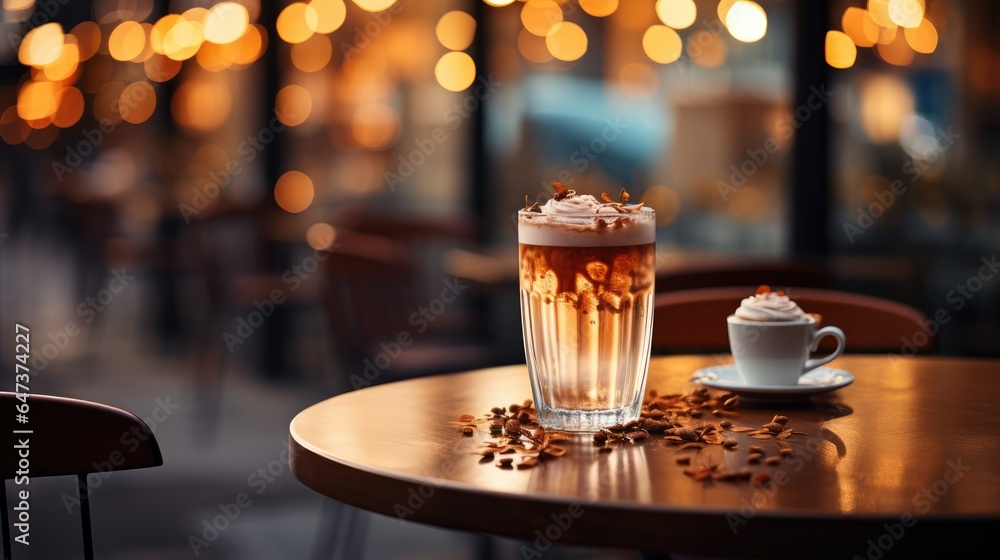 Blur coffee shop or cafe restaurant with abstract bokeh light