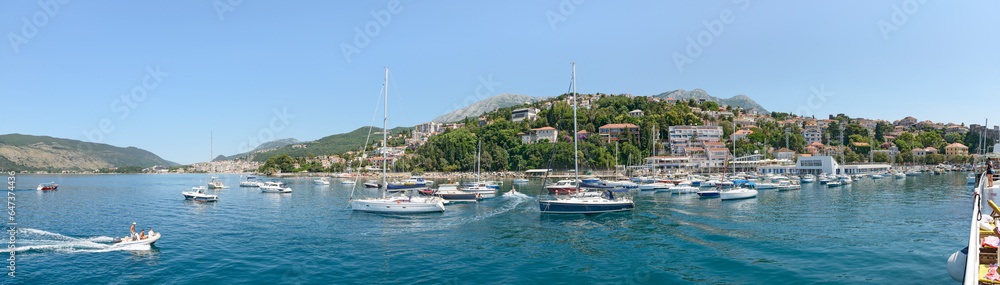 Panoramic view of Kotor bay towards Herceg Novi, Montenegro.