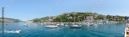 Panoramic view of Kotor bay towards Herceg Novi, Montenegro.