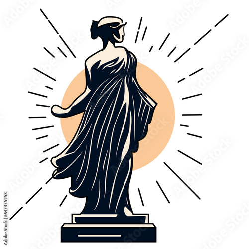 Greek statue concept vector illustration, Lady Greek statue, Female Greek statue with the base stock vector image