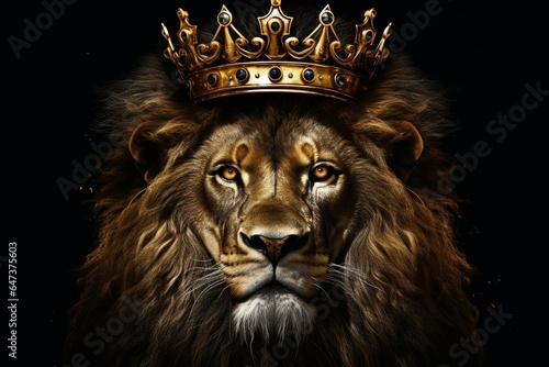 lion wearing a crown. Generative AI © Koa