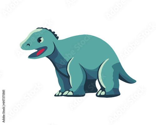 Vector isolated illustration of a cartoon dinosaur on a white background.