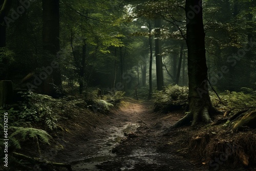 An atmospheric woodland with a sophisticated and intellectual vibe. Generative AI © Tova