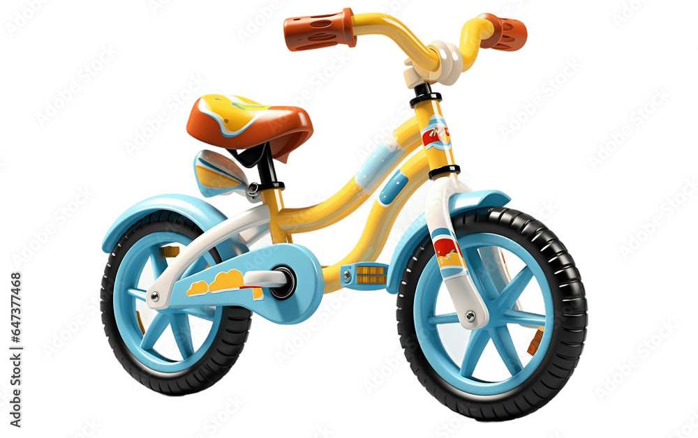 Children's Bicycle on White Transparent Background