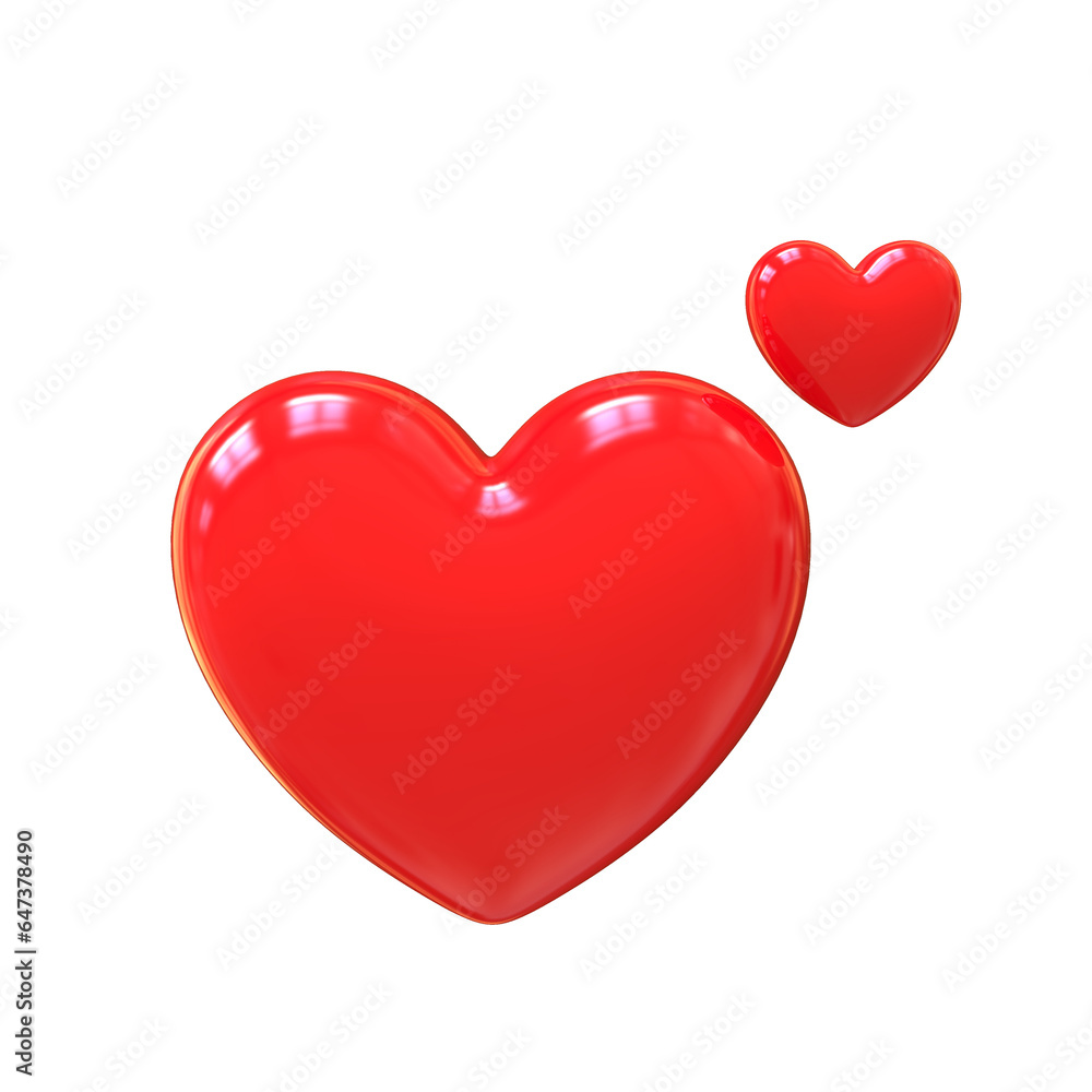 3d render red hearts shape illustration for valentine's day, marriage anniversary for e card