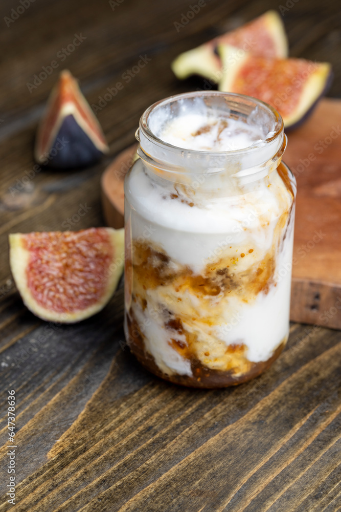 Yogurt made from milk with figs Yogurt made from milk with figs