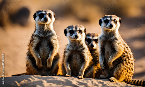A group of meerkats organize themselves during the day