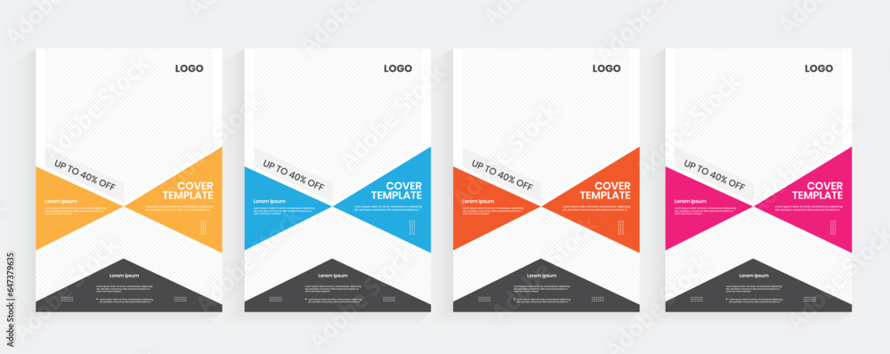 Creative a4 brochure cover advertise report layout, new company style one folded advertising design, modern space photo business planning blank background