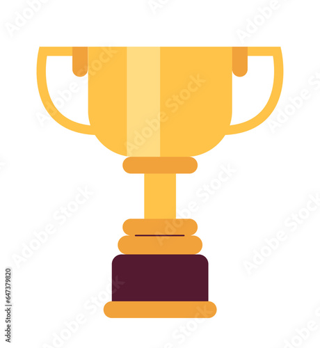 Winner golden cup trophy semi flat colour vector object. Reward. Editable cartoon clip art icon on white background. Simple spot illustration for web graphic design