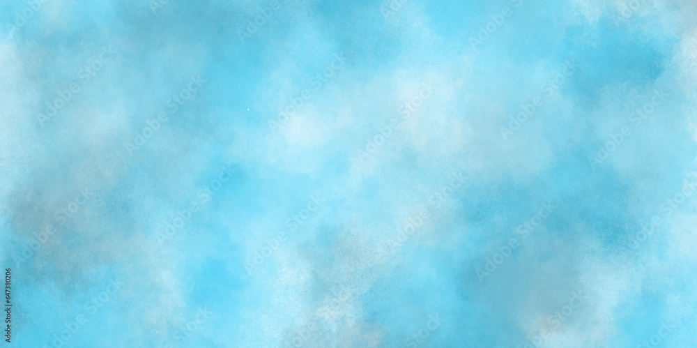 Abstract cloudy Hand painted blue sky and clouds, blurry cloudscape covered Hand painted watercolor sky and clouds, Watercolor stain with hand paint for design.