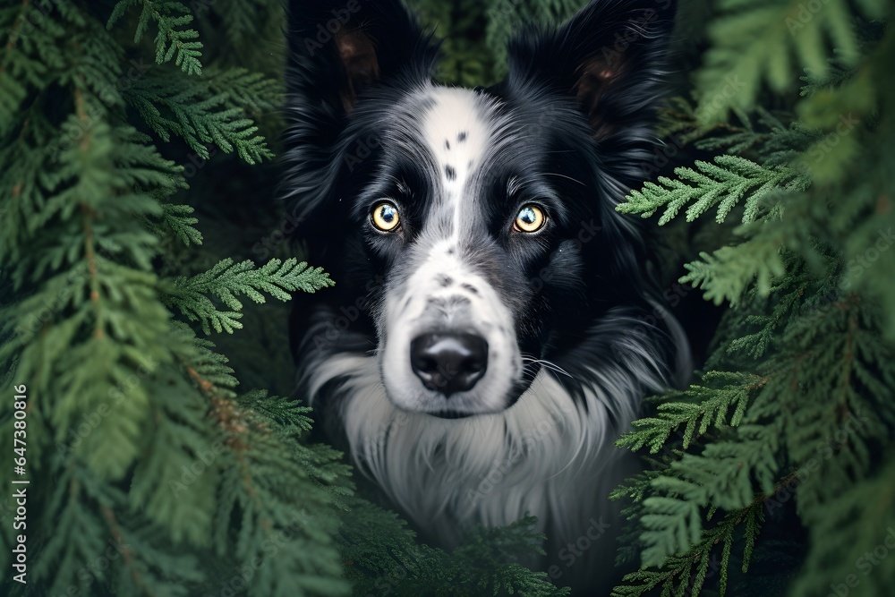 Border collie dog in the forest Border collie dog in the forest