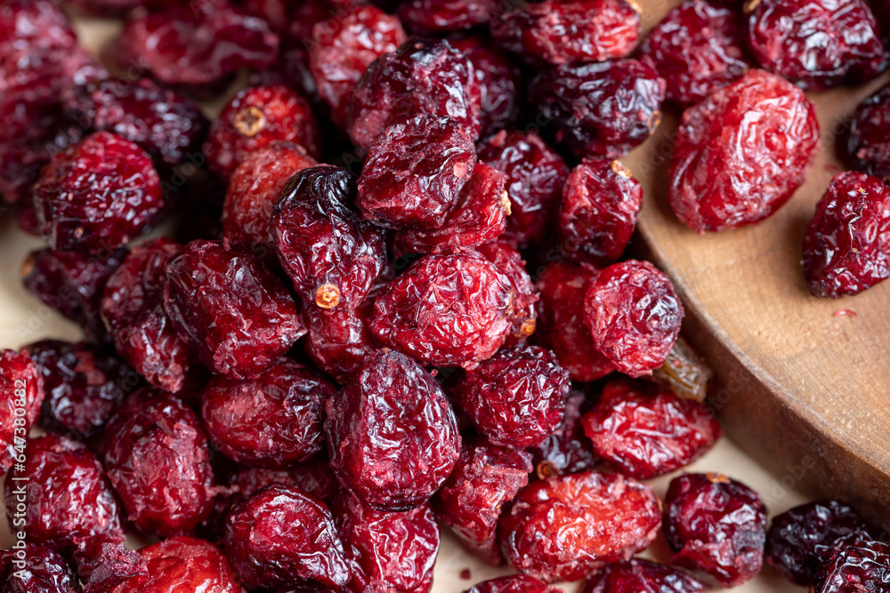 Dried red cranberries with sugar syrup Dried red cranberries with sugar syrup