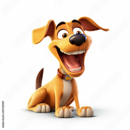 Dog happy smiling cartoon style 3d