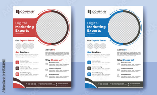 Digital marketing flyer template, Corporate business flyer design, Marketing agency brochure layout, cover, template, leaflet, creative minimalist flyer layout.