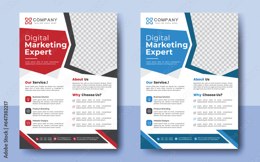 Marketing agency flyer template design set or a4 flyer template with red, and blue colors. marketing, business proposal, flyer design template, creative minimalist flyer layout. Marketing agency flyer template design set or a4 flyer template with red, and blue colors. marketing, business proposal, flyer design template, creative minimalist flyer layout.