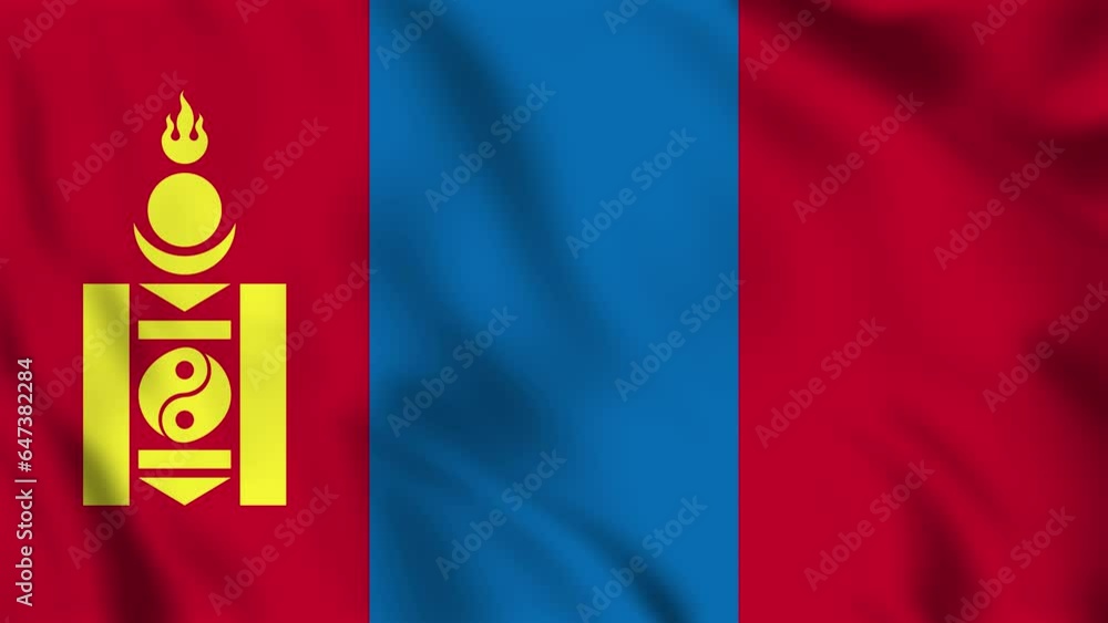 Looped background animation of the waving flag of Mongolia Looped background animation of the waving flag of Mongolia