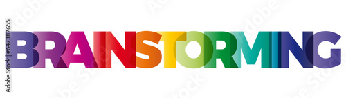 The word Brainstorming. Vector banner with the text colored rainbow.