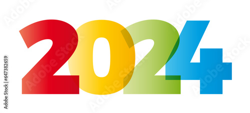 The word 2024. Vector banner with the text colored rainbow.